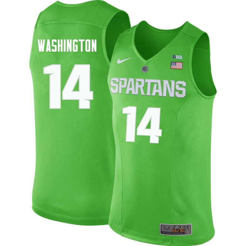 Men #14 Brock Washington Michigan State Spartans College Basketball Jerseys Sale-Apple Green